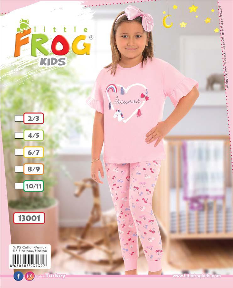 FROG 13001 KIZ ÇOCUK KISA KOL PİJAMA TAKIM 3-11 YŞ