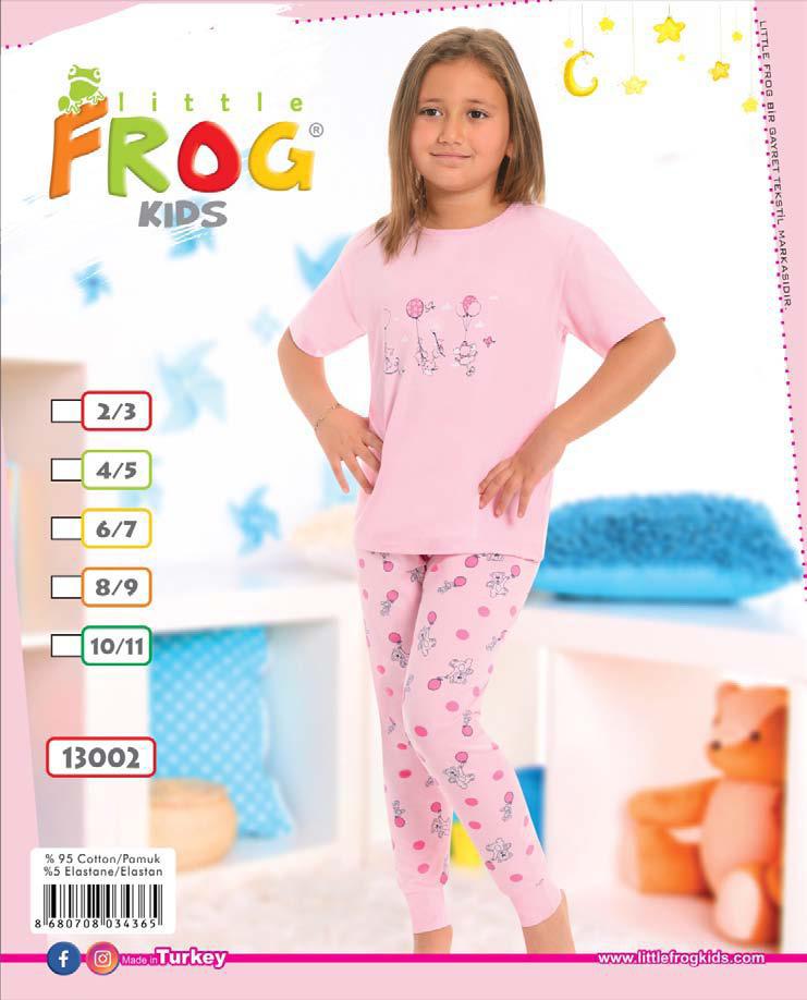 FROG 13002 KIZ ÇOCUK KISA KOL PİJAMA TAKIM 3-11 YŞ