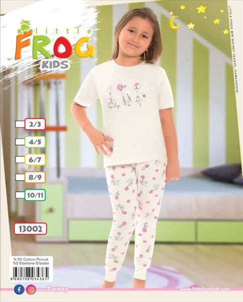 FROG 13002 KIZ ÇOCUK KISA KOL PİJAMA TAKIM 3-11 YŞ