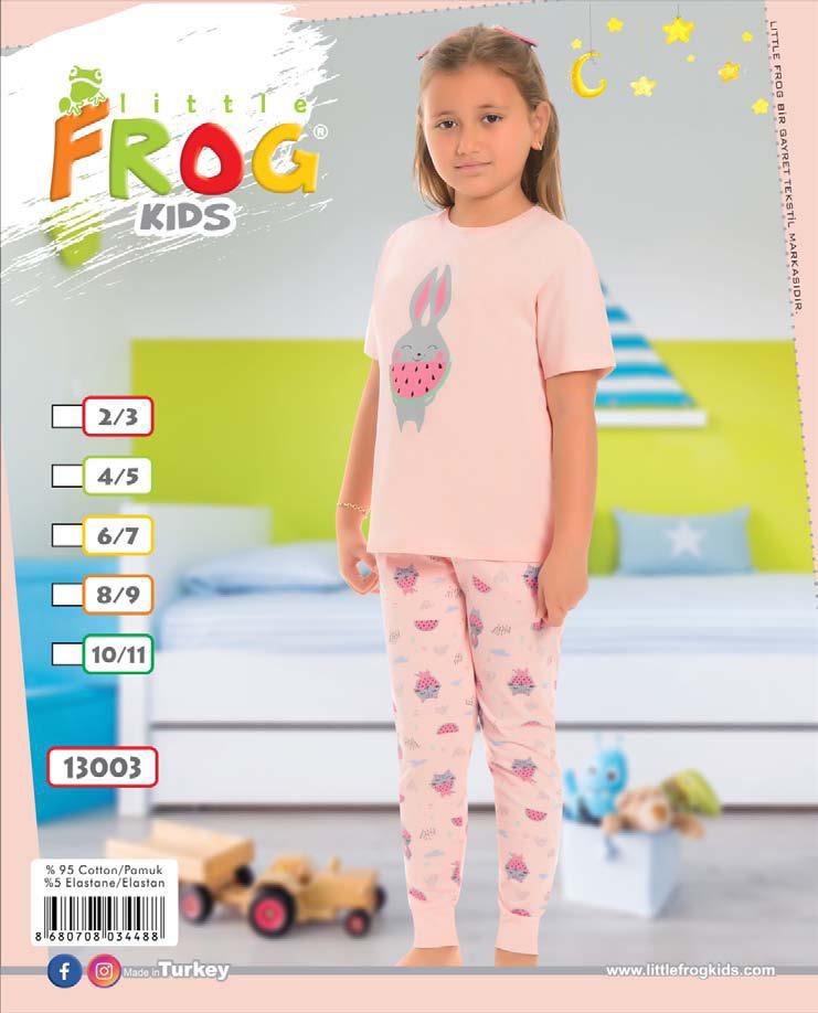 FROG 13003 KIZ ÇOCUK KISA KOL PİJAMA TAKIM 3-11 YŞ