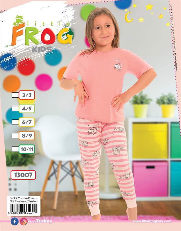 FROG 13007 KIZ ÇOCUK KISA KOL PİJAMA TAKIM 3-11 YŞ