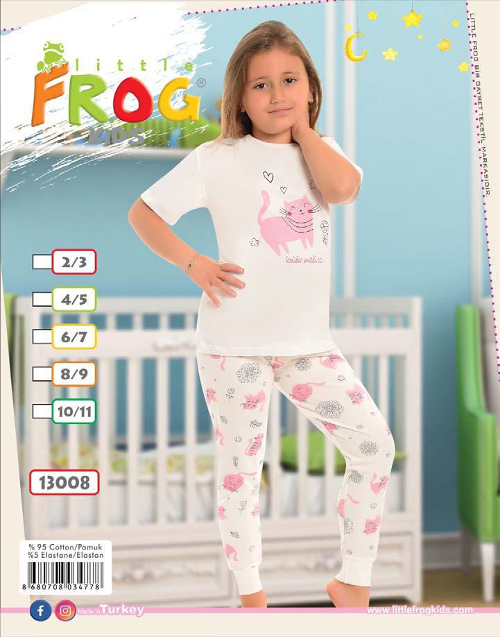 FROG 13008 KIZ ÇOCUK KISA KOL PİJAMA TAKIM 3-11 YŞ