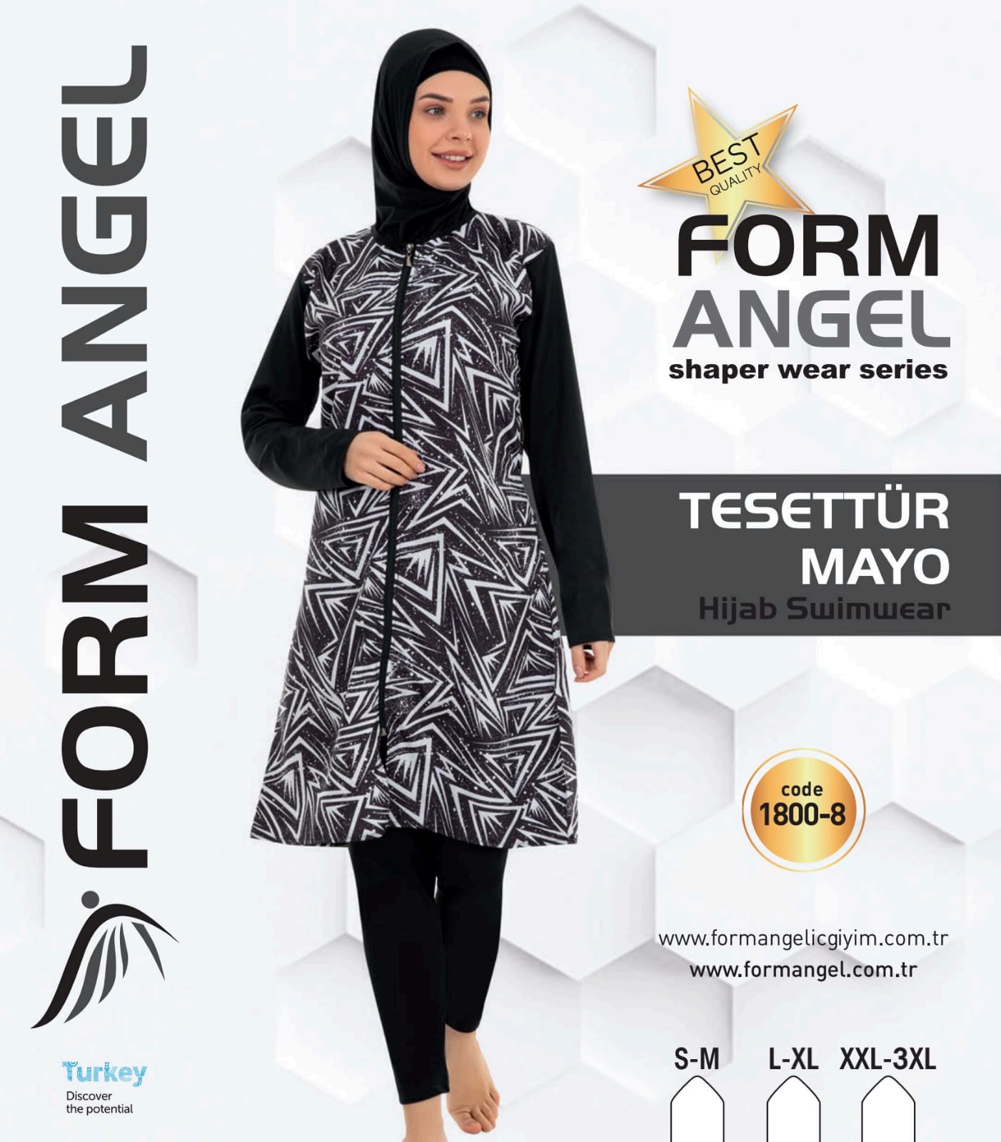 FORM ANGEL 1800-8 DESENLİ TAYTLI TESETTÜR MAYO