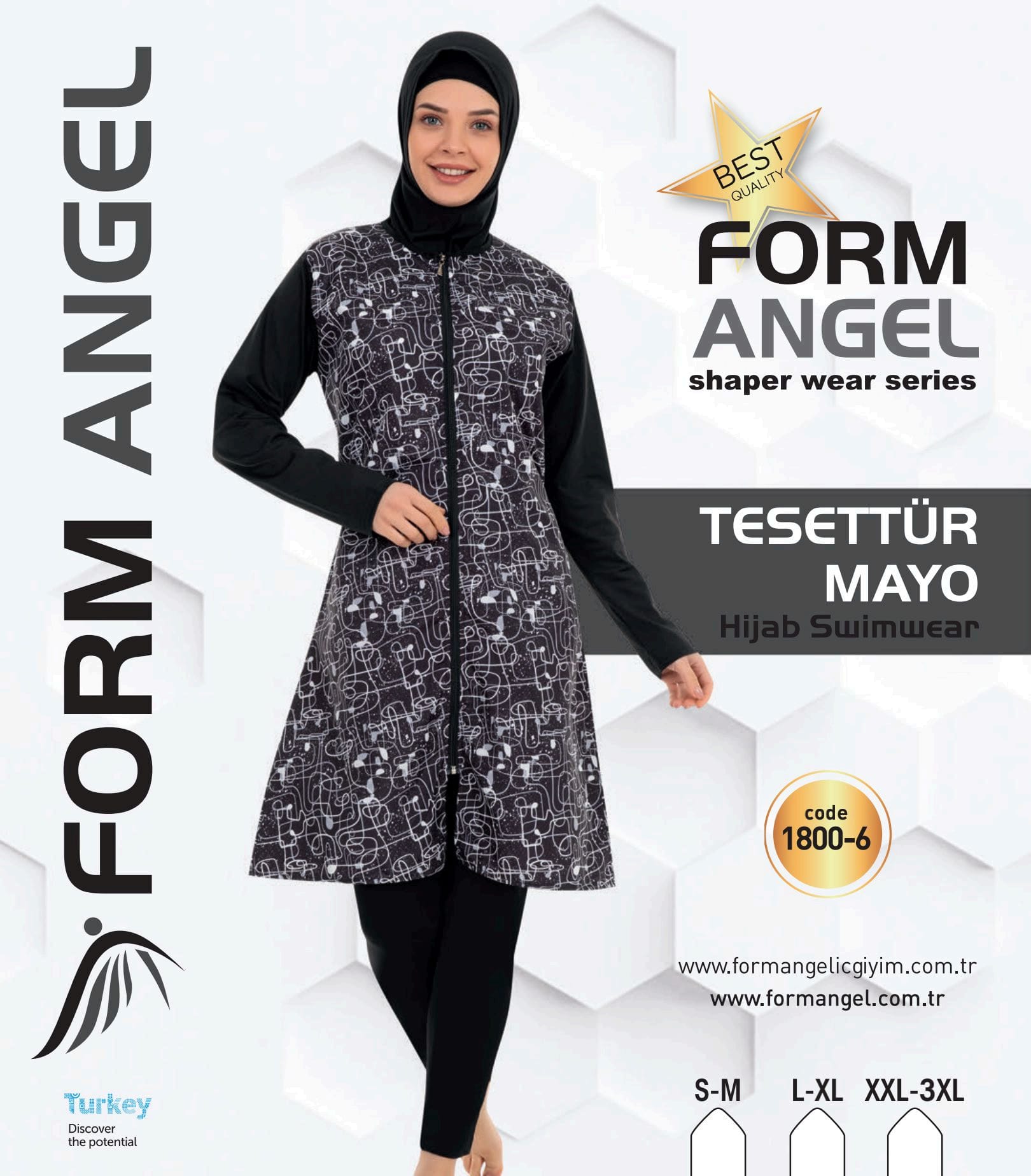 FORM ANGEL 1800-6 DESENLİ TAYTLI TESETTÜR MAYO