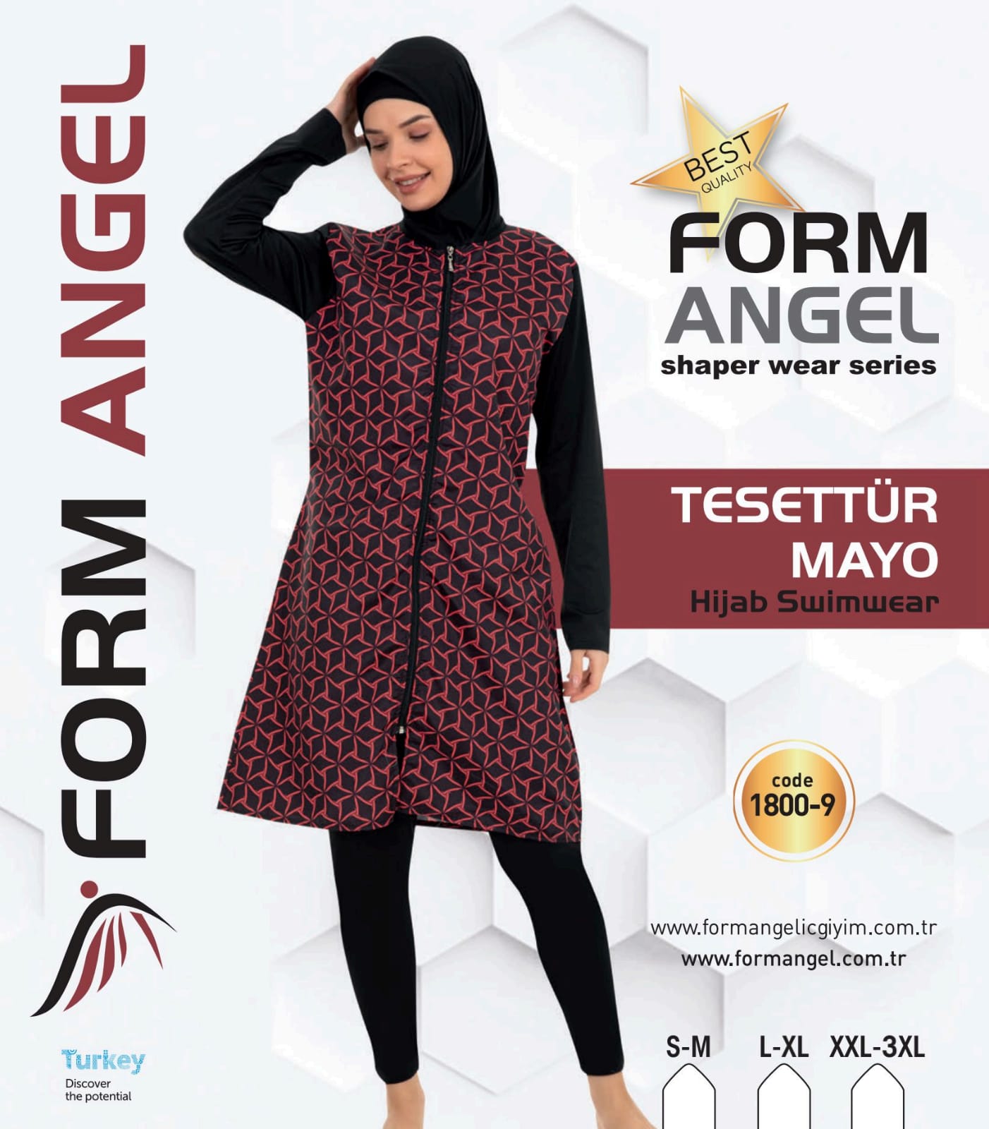 FORM ANGEL 1800-9 DESENLİ TAYTLI TESETTÜR MAYO