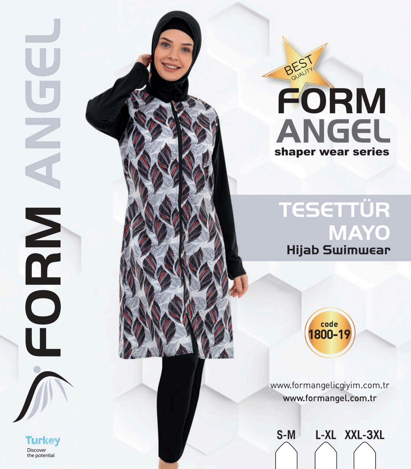 FORM ANGEL 1800-19 DESENLİ TAYTLI TESETTÜR MAYO