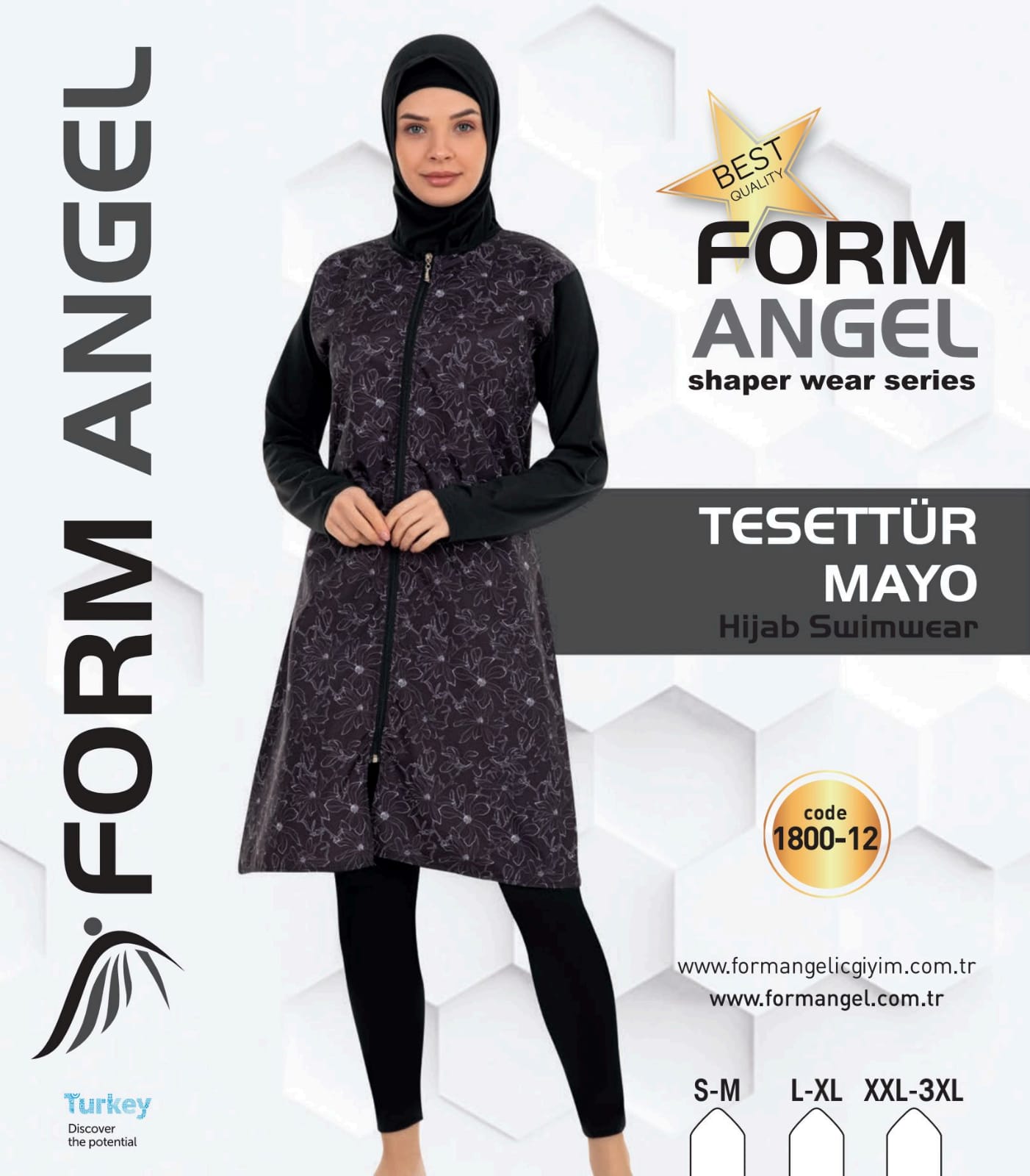 FORM ANGEL 1800-12 DESENLİ TAYTLI TESETTÜR MAYO