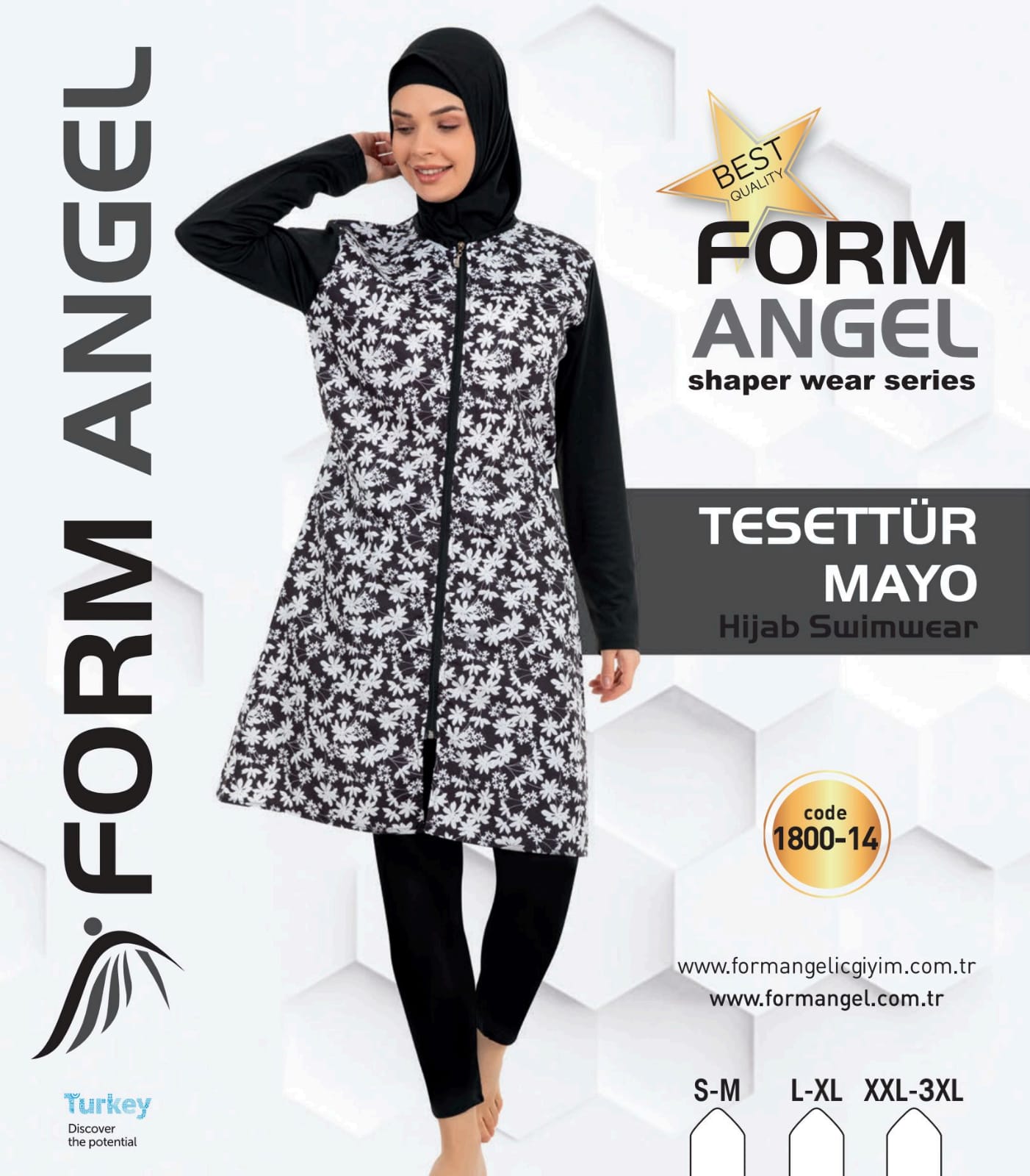 FORM ANGEL 1800-14 DESENLİ TAYTLI TESETTÜR MAYO