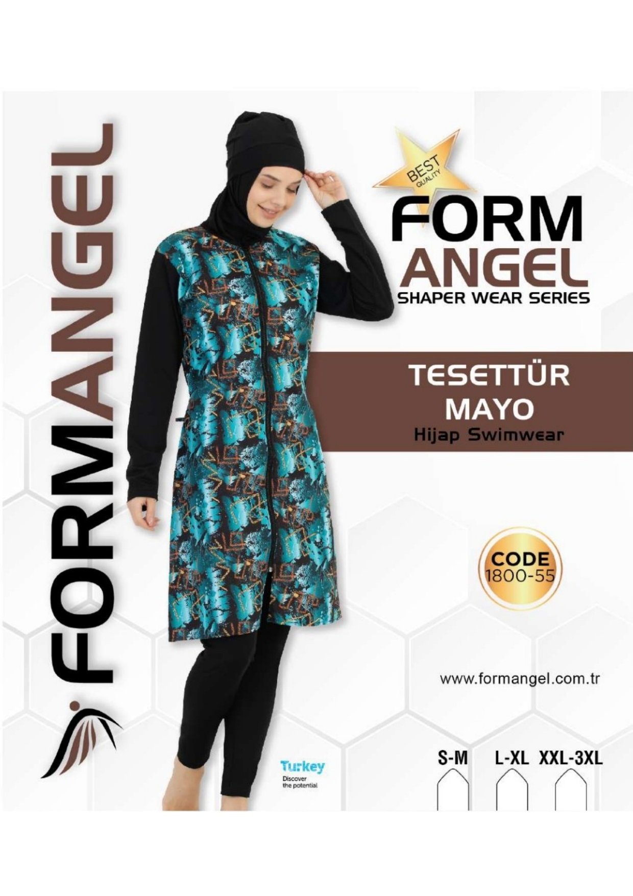 FORM ANGEL 1800-55 DESENLİ TAYTLI TESETTÜR MAYO