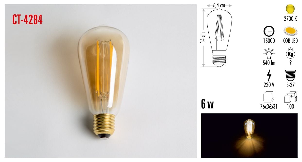 RUSTİK LED AMPUL 6W