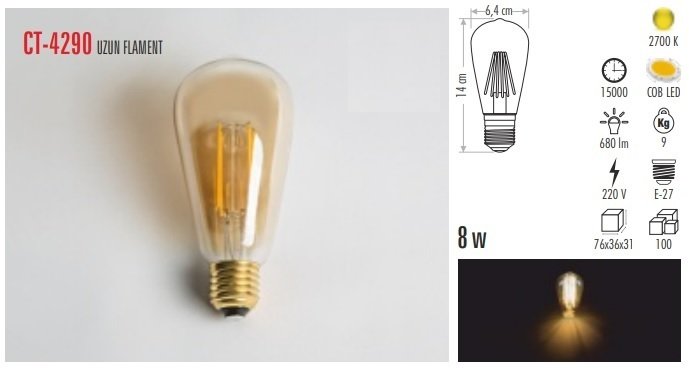 RUSTİK LED AMPUL 8W