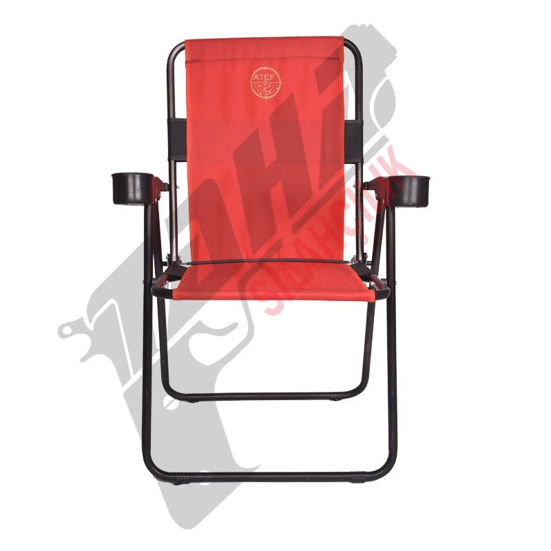 Atef Cift Bardaklı Kırmızı Siyah Kamp Sandalyesi