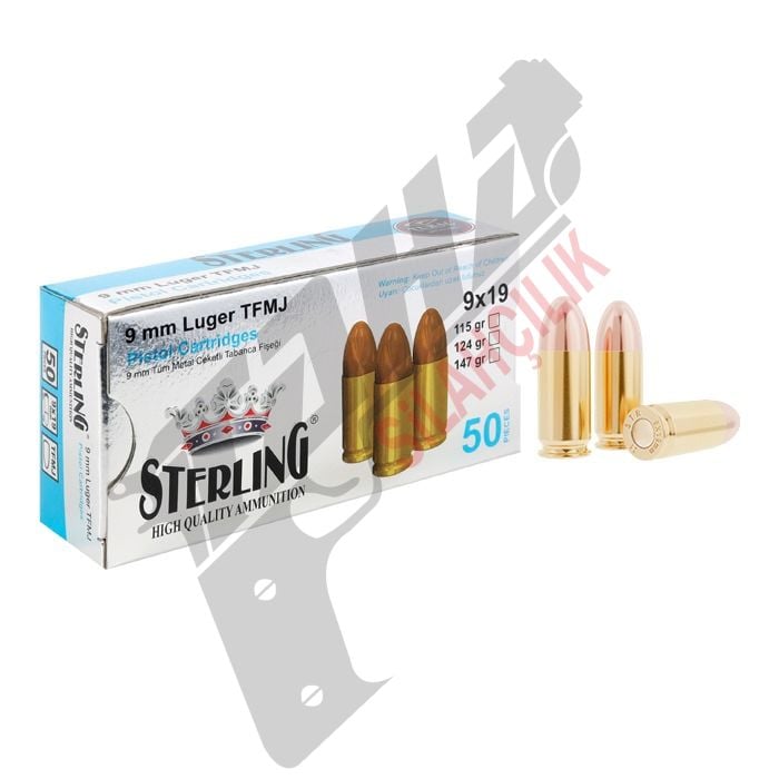 9x19 MM LUGER STERLİNG (TFMJ - 124 GRN) TABANCA FİŞEĞİ