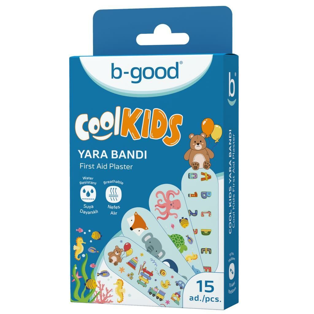 B-Good Plaster Cool Kids Yara Bandı 15 Adet | Suya Dayanıklı Nefes Alır