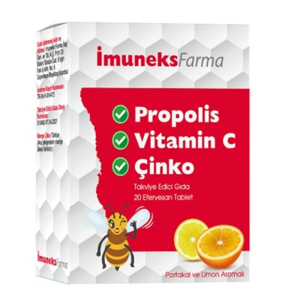 İmuneks Propolis Vitamin C Çinko 20 Efervesan Tablet