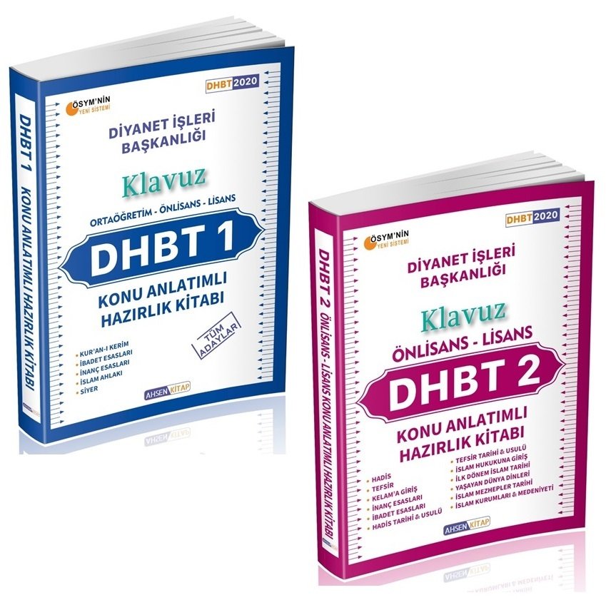 2024 DHBT 1 ve DHBT 2 Önlisans Lisans Adayları İçin Klavuz Ful Set 2 Kitap Ahsen Kitap Yayınları