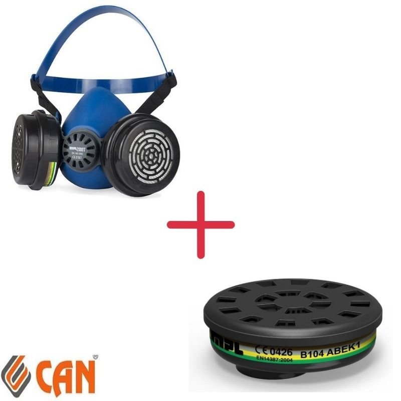 MPL 2000T Yarım Yüz Gaz Maske + B104 ABEK1 Filtre İkili Set