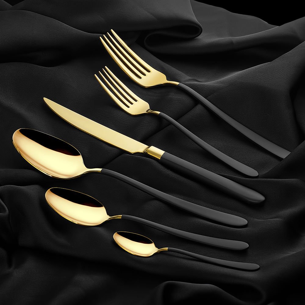 Rigel Gold Black 36 Parça Çatal Kaşık Bıçak Takımı
