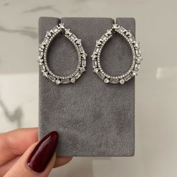 925 Ayar Gümüş Swarovski Taşlı Damla Tasarım Küpe