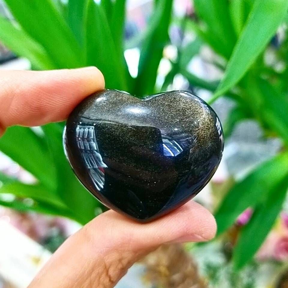 Gold Obsidyen Taşı Kalp Obje
