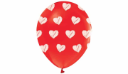 AMZ-Kırmızı Balon 12'' Kalpler Baskılı 10 Adet,  Sevgililer Günü, Parti