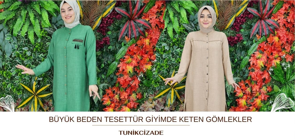 Büyük Beden Tesettür Giyimde Keten Gömlekler