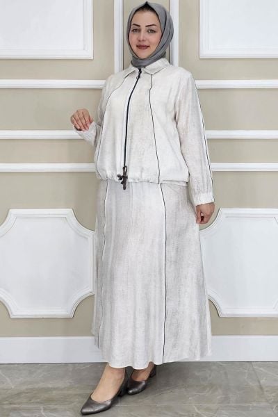 PYS KADIN BİYELİ FERMUARLI TESETTÜR TAKIM TAŞ - 4 BEDEN