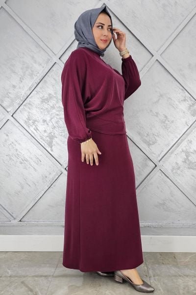 KADIN YARASA KOL TESETTÜR TAKIM BORDO - 5 BEDEN