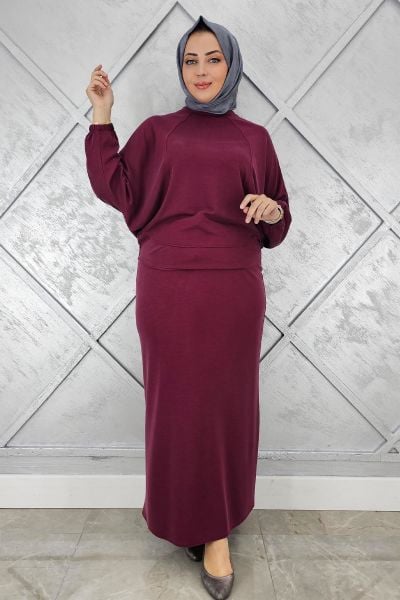 KADIN YARASA KOL TESETTÜR TAKIM BORDO - 5 BEDEN