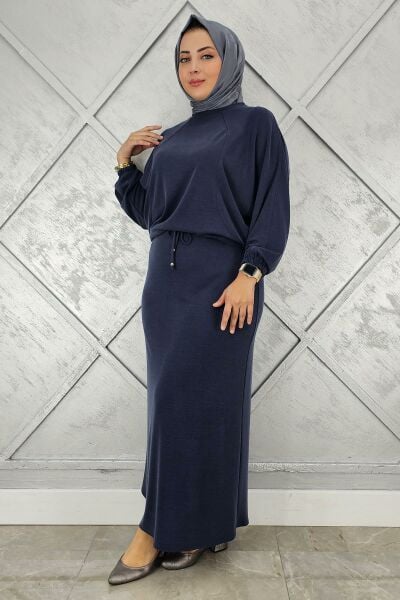 KADIN YARASA KOL TESETTÜR TAKIM LACİVERT - 4 BEDEN