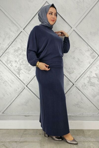 KADIN YARASA KOL TESETTÜR TAKIM LACİVERT - 4 BEDEN