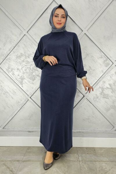 KADIN YARASA KOL TESETTÜR TAKIM LACİVERT - 4 BEDEN