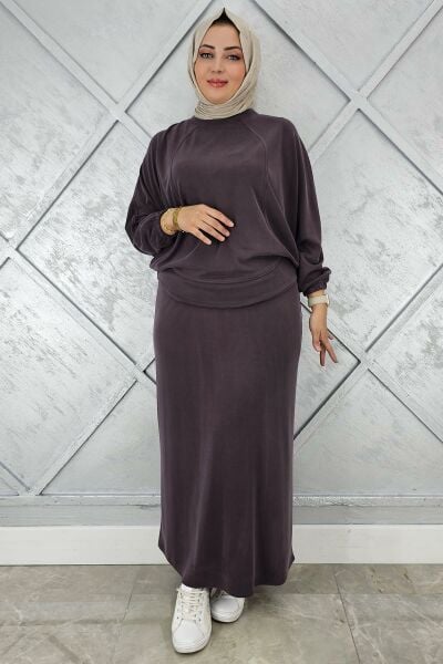 KADIN YARASA KOL TESETTÜR TAKIM KAHVERENGİ - 4 BEDEN