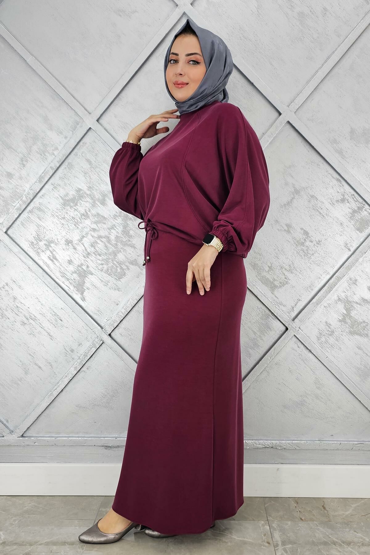 KADIN YARASA KOL TESETTÜR TAKIM BORDO - 2 BEDEN