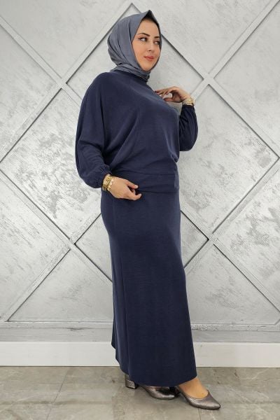 KADIN YARASA KOL TESETTÜR TAKIM LACİVERT - 2 BEDEN