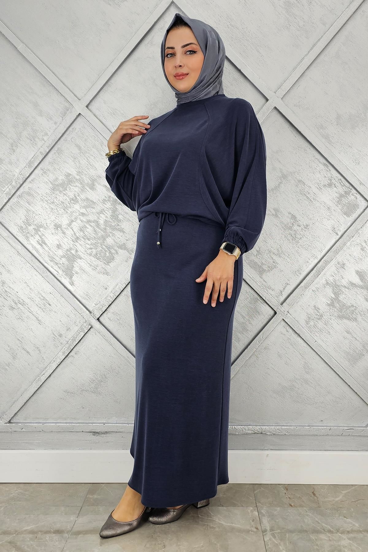 KADIN YARASA KOL TESETTÜR TAKIM LACİVERT - 5 BEDEN