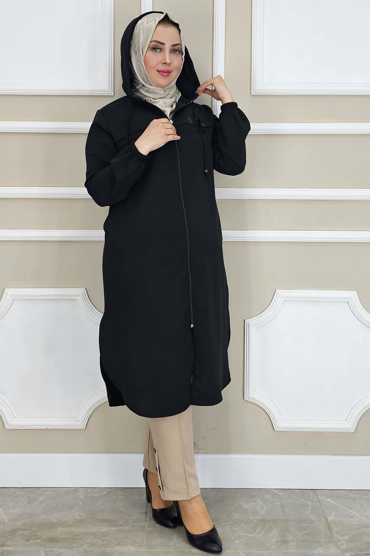 PYS KADIN DİKME AKSESUAR DETAYLI TESETTÜR KAP SİYAH - 3 BEDEN