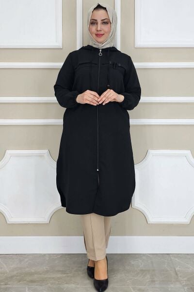 PYS KADIN DİKME AKSESUAR DETAYLI TESETTÜR KAP SİYAH - 3 BEDEN