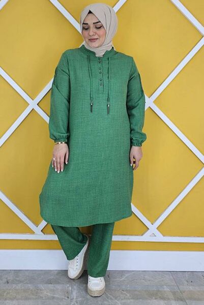 PYS KADIN DÜĞME VE BAĞUCU DETAYLI TESETTÜR TAKIM BENETTON - 2 BEDEN