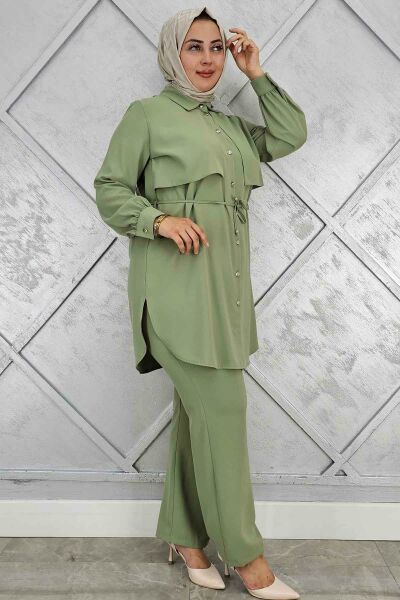 PYS KADIN BELİ BAĞCIKLI TESETTÜR TAKIM YEŞİL - 5 BEDEN