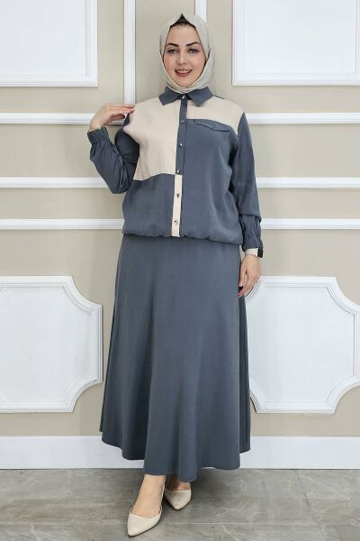 PYS KADIN KOMBİNLİ TESETTÜR TAKIM ANTRSİT - 4 BEDEN