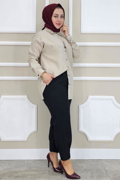 PYS BAYAN RİVETLİ CEPLİ HAVUÇ PANTOLON SİYAH - 50