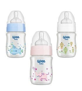 Wee Baby 140 Geniş Ağızlı Isıya Dayanıklı Cam Biberon 180ml 0-6 Ay