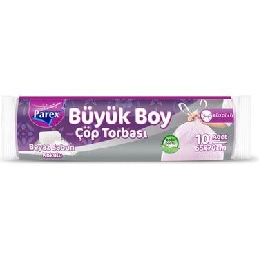 Parex Ekonomik Büzgülü Büyük Boy Çöp Torbası Beyaz Sabun Kokulu 10lu