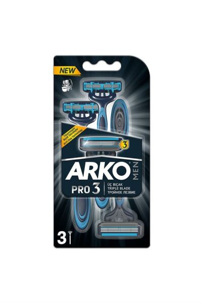 Arko Men Pro3 Üç Bıçak Tıraş Bıçağı 3lü Kartela