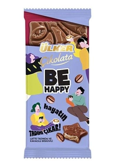 Ülker Be Happy Latte Tadında Ve Kakolu Bisküvi Tablet Çikolata 90 gr