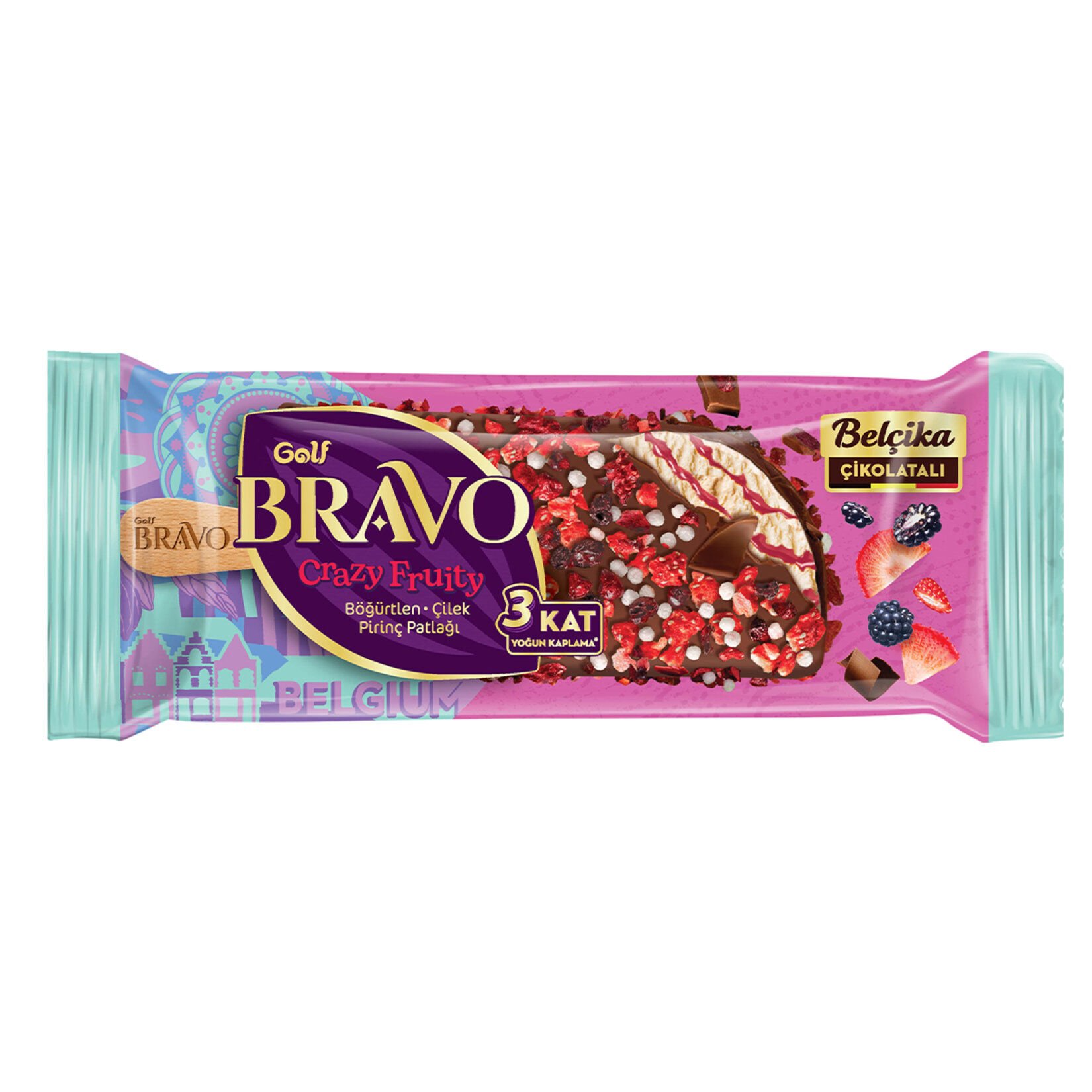 Golf Bravo Crazy Fruity Böğürtlen-Çilek-Pirinç Patlağı Dondurma 90ml