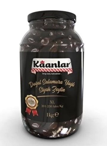 Kaanlar Doğal Salamura Yağlı Siyah Zeytin  XL 1000gr cam