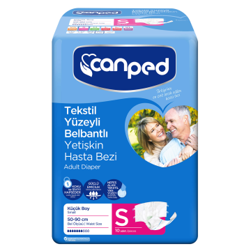 Canped Tekstil Yüzeyli Belbantlı Yetişkin Hasta Bezi Small 10adet