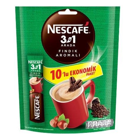 Nescafe 3ü1 Arada Fındık Aromalı 10lu Poşet